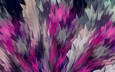 low poly art, 4k, abstract splinters, low poly backgrounds, purple backgrounds, geometric textures, abstract patterns