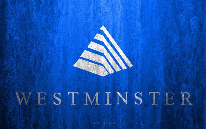 Flag of Westminster, Colorado, 4k, stone background, American city, grunge flag, Westminster, USA, Westminster flag, grunge art, stone texture, flags of american cities