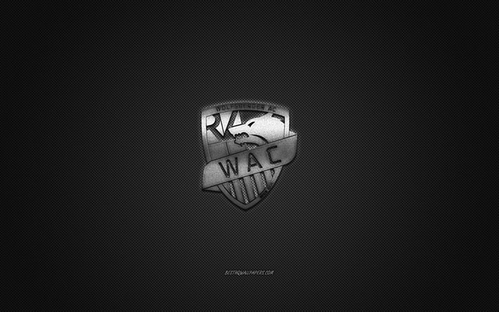 Wolfsberger AC, Austrian football club, Austrian Bundesliga, silver logo, gray carbon fiber background, football, Wolfsberg, Austria, Wolfsberger AC logo