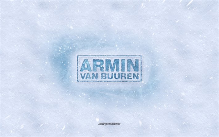 Armin van Buuren-logo, talvi k&#228;sitteit&#228;, lumen rakenne, lumi tausta, Armin van Buuren tunnus, talven taidetta, Armin van Buuren