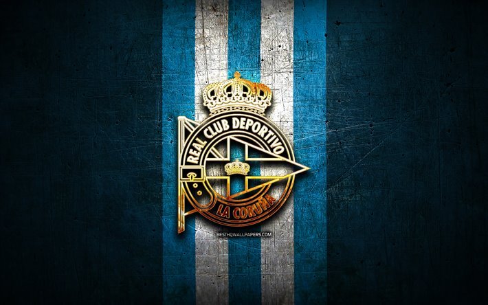 2 Nacional FC, altın logo, Ligi, mavi metal arka plan, futbol, RC Real Zaragoza, İspanyol Futbol Kul&#252;b&#252; FC Barcelona logo, LaLiga, İspanya