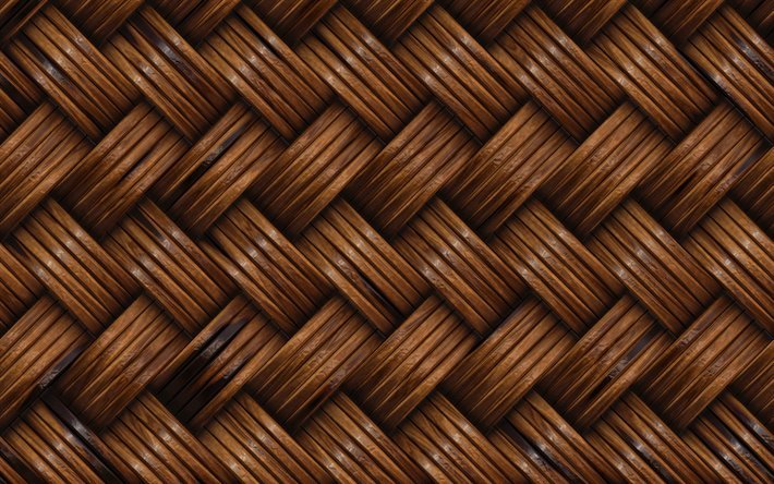 brun tissage de la texture, de la 4k, brun fond de vannerie, vannerie, bois de milieux, macro, la vannerie textures, brun origines