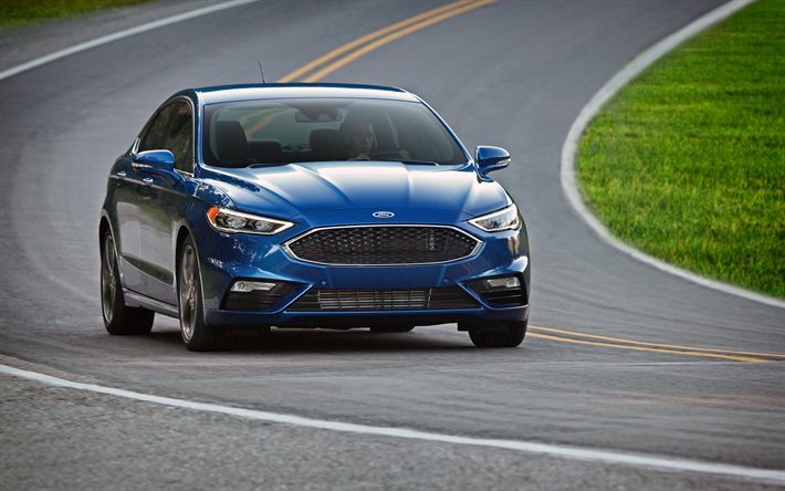 フォード核融合スポーツ, 4k, 2017車, 道路, フォード