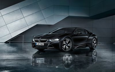 Bmw i8, 4k, 2018両, 黒i8, ウ, BMW