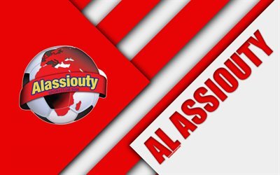 Al Assiouty FC, Egyptian football club, 4k, logo, material design, red white abstraction, Beni-Sueyf, Egypt, football, Etisalat Egyptian Premier League, Alassiouty Sport