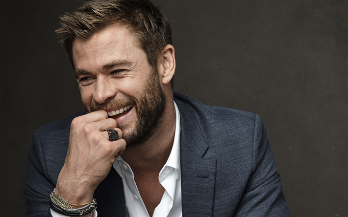 Chris Hemsworth, il 4k, l&#39;attore Australiano, sorridere, ritratto, servizio fotografico, star di Hollywood