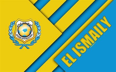 El Ismaily, Egiziano Football Club, 4k, Ismaily Sporting Club, il logo, il design dei materiali, blu, giallo, astrazione, Ismailia, Egitto, calcio, Etisalat Egyptian Premier League