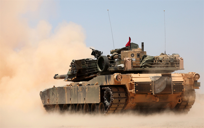 M1A1 Abrams, American battle tank, 4k, rear view, US Army, tank shot, modern armored vehicles, USA