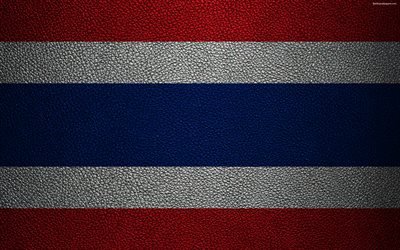 Flag of Thailand, 4k, leather texture, Thailand flag, Asia, world flags, Thailand