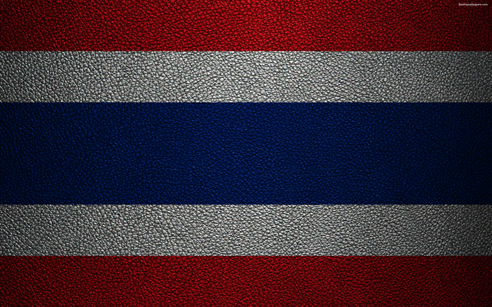 Tayland bayrağı, 4k, deri dokusu, Asya, d&#252;nya bayrakları, Tayland