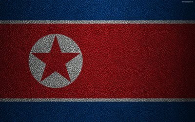 Flag of DPRK, 4K, leather texture, Democratic Peoples Republic of Korea, Asia, world flags, DPRK