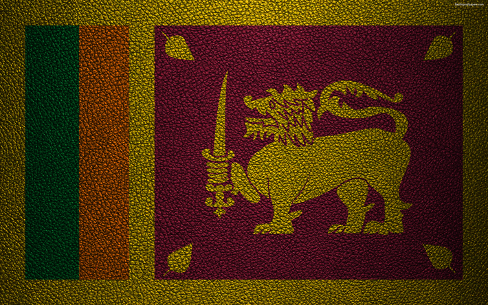 flagge von sri lanka, 4k, leder textur, sri lanka flagge, asien, flaggen der welt, sri lanka