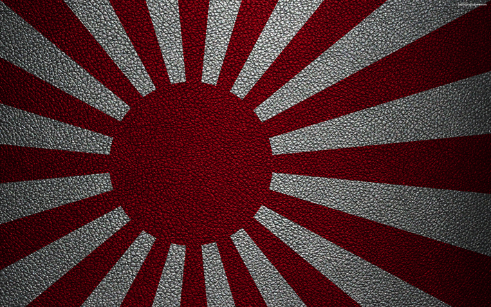 Rising Sun Bandiera del Giappone, 4k, texture in pelle, bandiera del Giappone, Bandiera Imperiale Giapponese, Giapponese bandiere, Giappone