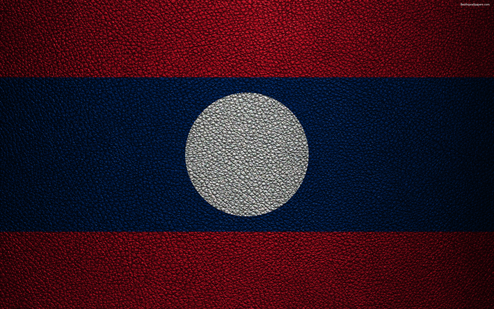 Laos, 4k, deri dokusu, Lao bayrağı, Asya, d&#252;nya bayrakları, bayrak Laos
