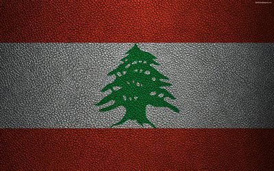 Flag of Lebanon, 4K, leather texture, Lebanese flag, Asia, world flags, Lebanon