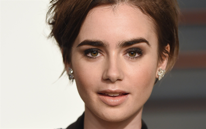 4k, Lily Collins, Hollywood, 2018, amertican actrice, photographie, portrait, beaut&#233;