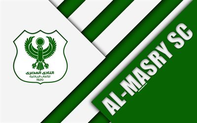 Al-Masry SC, Egiziano Football Club, 4k, il logo, il design dei materiali, verde, bianco astrazione, Port Said, in Egitto, calcio, Etisalat Egyptian Premier League