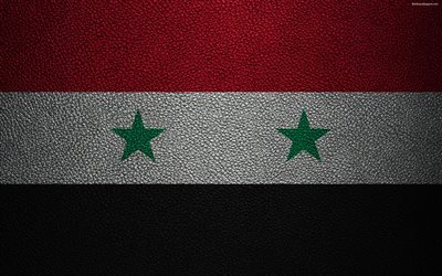 Flag of Syria, 4k, leather texture, Syrian flag, Asia, world flags, Syria