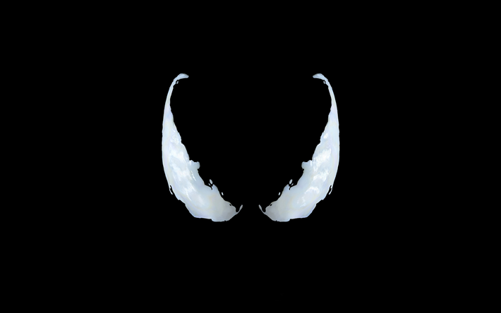 Venom, 4k, logo, 2018 movie, black background