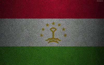 Flag of Tajikistan, 4k, leather texture, Tajikistan flag, Asia, world flags, Tajikistan