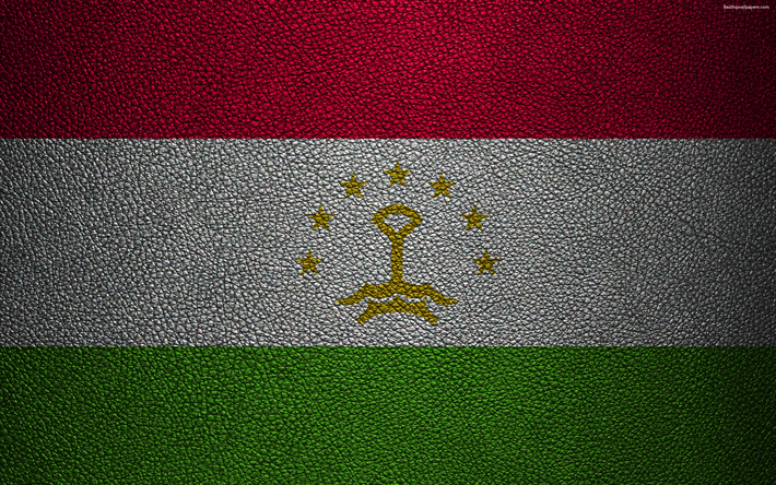 Lippu Tadžikistanin, 4k, nahka rakenne, Georgian lippu, Aasiassa, maailman liput, Tadžikistan