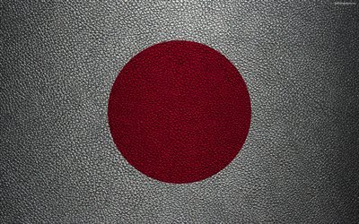 旗本, 4k, 革の質感, 日の丸, アジア, 世界の国旗, 日本