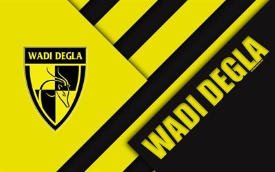 Wadi Degla SC, Egyptian Football Club, 4k, logo, material design, yellow black abstraction, Cairo, Egypt, football, Etisalat Egyptian Premier League