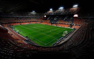 Mestalla Stadium, 4k, football stadium, soccer, Valencia, Spain, Mestalla