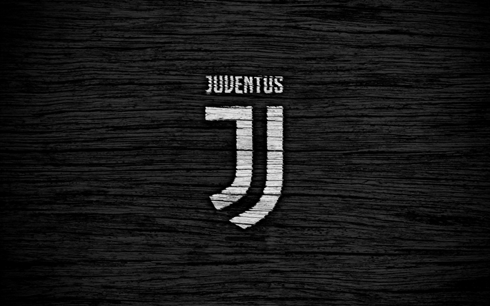4k, la Juventus, l&#39;art, la Serie A, arri&#232;re-plan noir, nouveau logo, la Juve, l&#39;Italie, la texture de bois, FC Juventus, le football, la Juventus nouveau logo, la Juventus FC, les Bianconeri