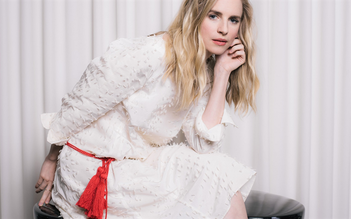 Brit Marling, photoshoot, smile, white costume, american actress