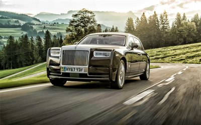Rolls-Royce Phantom, carretera, 2019 coches, coches de lujo, desenfoque de movimiento, 2019 Rolls-Royce Phantom de Rolls-Royce