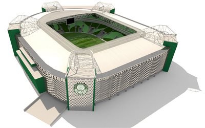 Palmeiras Stadio, il progetto in 3D, Allianz Parque, calcio, Palestra Italia Arena, stadio di calcio, in Brasile, SE Palmeiras, brasiliano stadi, Sao Paulo, HDR