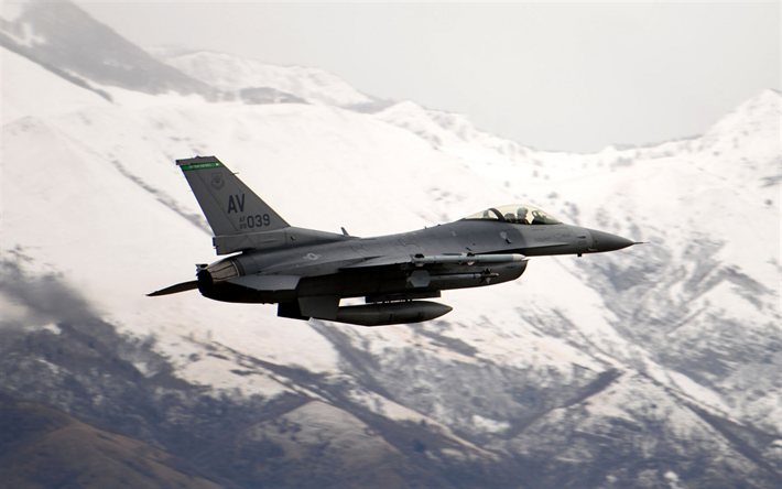 A General Dynamics F-16 Fighting Falcon, Ca&#231;a americano, USAF, luz combatentes, aeronaves militares, F-16, EUA