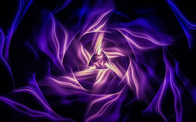 フラクタル, 紫色の背景, 作品, 3dアート, 渦, 抽象波, 創造, フラクタル美術