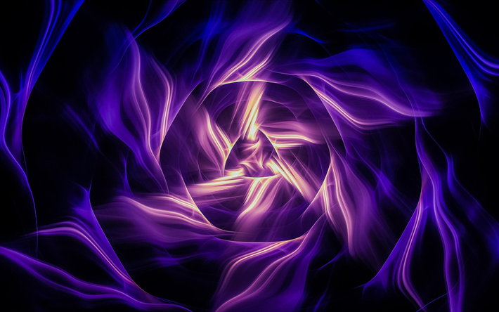 fractais, violeta de fundo, obras de arte, Arte 3d, vortex, resumo ondas, criativo, arte fractal