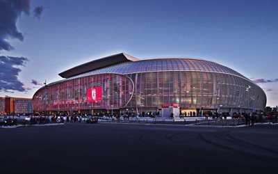 Stade Pierre-Mauroy, Lille OSC stadium, Grand Stade Lille Metropole, French football stadium, Lille, France, Ligue 1, evening