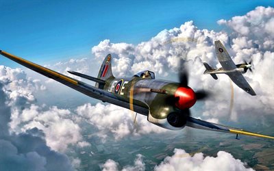 Hawker Tempest, Lutador brit&#226;nico, II Guerra mundial, RAF, Brit&#226;nico Da For&#231;a A&#233;rea, aeronaves militares, Royal Air Force, Segunda Guerra Mundial