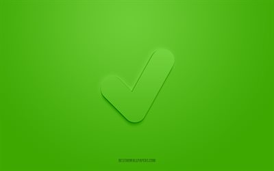 Check 3d icon, green background, 3d symbols, Check, Completed icons, 3d icons, Check sign, Completed 3d icons