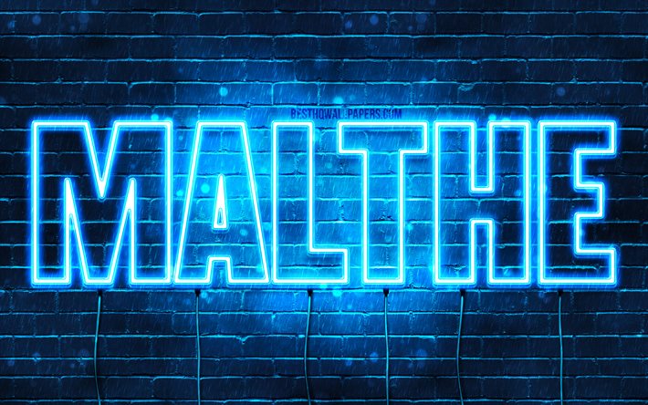 Malthe, 4k, wallpapers with names, Malthe name, blue neon lights, Happy Birthday Malthe, popular danish male names, picture with Malthe name