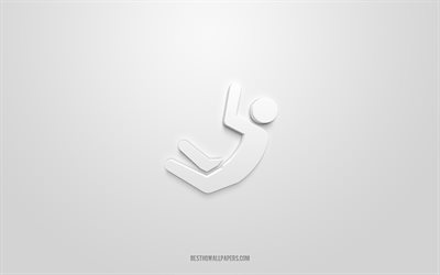 Bungee jumping 3d icon, white background, 3d symbols, Bungee jumping, Sport icons, 3d icons, Bungee jumping sign, Sport 3d icons