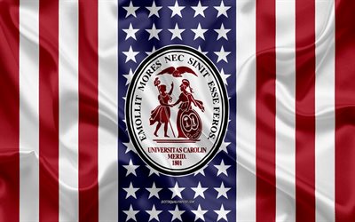 University of South Carolina Emblem, American Flag, University of South Carolina logo, Columbia, South Carolina, USA, University of South Carolina