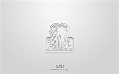 Caries 3d icon, white background, 3d symbols, Caries, Dentistry icons, 3d icons, Caries sign, Dentistry 3d icons