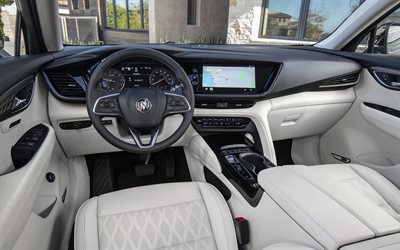 2021, Buick Envision, 4k, interior, vista interna, painel frontal, painel, novo interior Envision, carros americanos, Buick