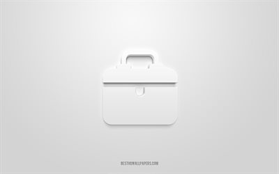Case 3d-ikon, vit bakgrund, 3d-symboler, Case, Business-ikoner, 3d-ikoner, Case-tecken, Business 3d-ikoner