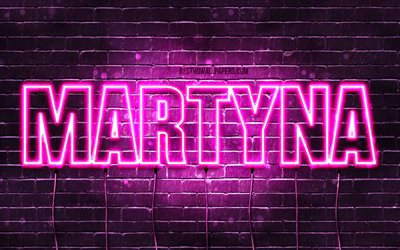 Martyna, 4k, wallpapers with names, female names, Martyna name, purple neon lights, Happy Birthday Martyna, popular polish female names, picture with Martyna name