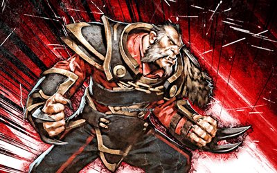 4k, Lycan, grunge art, Dota 2, monster, Dota 2 characters, Lycan Guide, red abstract rays, Lycan Dota 2