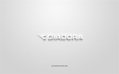 Diadora logosu, beyaz arka plan, Diadora 3d logosu, 3d sanat, Diadora, marka logosu, beyaz 3d Diadora logosu