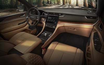 2021, Jeep Grand Cherokee L, interior, vista interna, painel, novo interior do Grand Cherokee, carros americanos, Jeep
