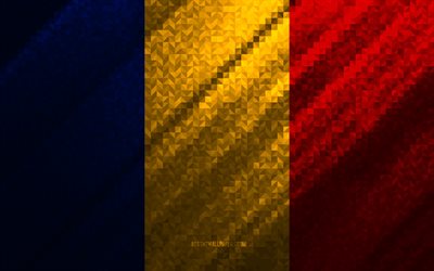 Flag of Chad, multicolored abstraction, Chad mosaic flag, Chad, mosaic art, Chad flag