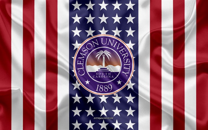Emblema da Clemson University, bandeira americana, logotipo da Clemson University, Clemson, Carolina do Sul, EUA, Clemson University